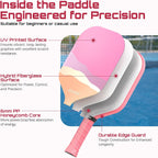 Juego de 2 palas de pickleball ligeras para principiantes, juego de pickleball de superficie de fibra de vidrio aprobada por USAPA con agarre cómodo antideslizante