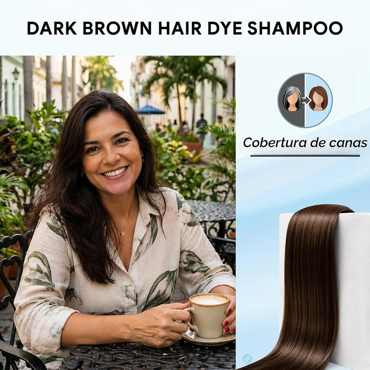 Ivnil Champú de tinte para el cabello color castaño oscuro 3 en 1 p...