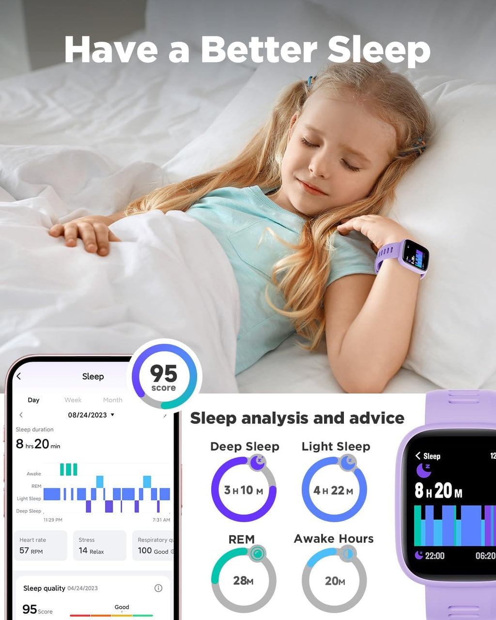 BIGGERFIVE Smart Watch para Kids, 1.8" Fitness Tracker Watch con Pedometer
