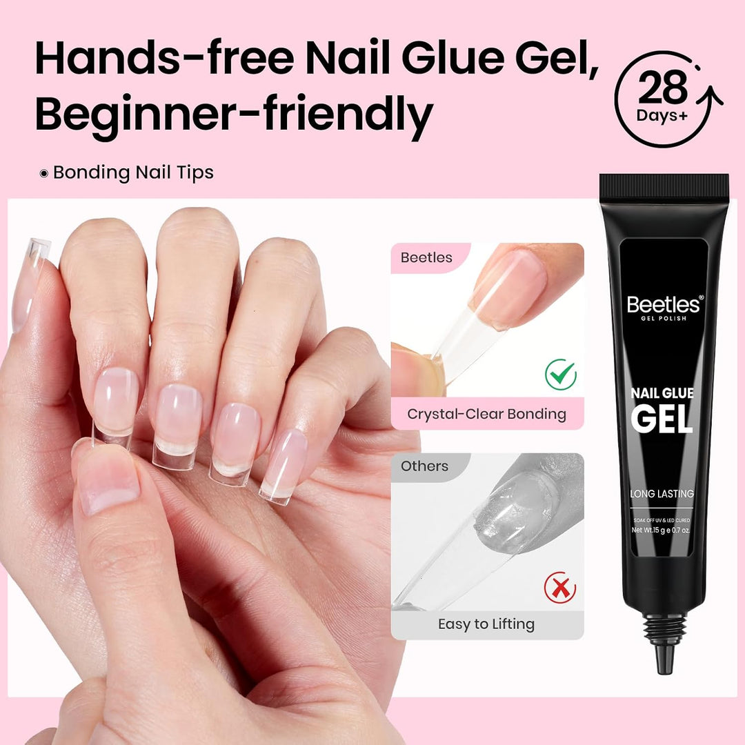 Kit de uñas de gel Beetles Flat-X, puntas cuadradas cortas, 320 pie...