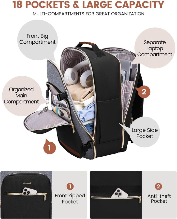 LOVEVOOK Mochila de equipaje de mano artículo personal bolsa de via...
