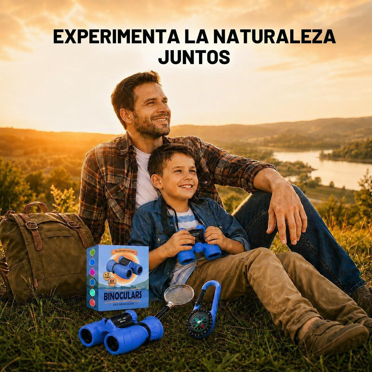 Binoculars para Kids – Perfect Toy para Little Boys y Girls – Extensive Set Incl. Magnifying Glass & Compass – Powerful Magnification 8X21 – 3 a 12 Year Old Kids para Toddler