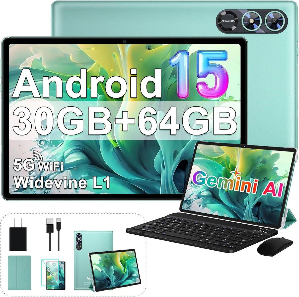Tableta 2025 con Android 15 de 10 pulgadas con teclado de 30 GB de...