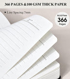 Cuaderno rayado de 8.5 x 11 pulgadas, 366 páginas, diario de cuero