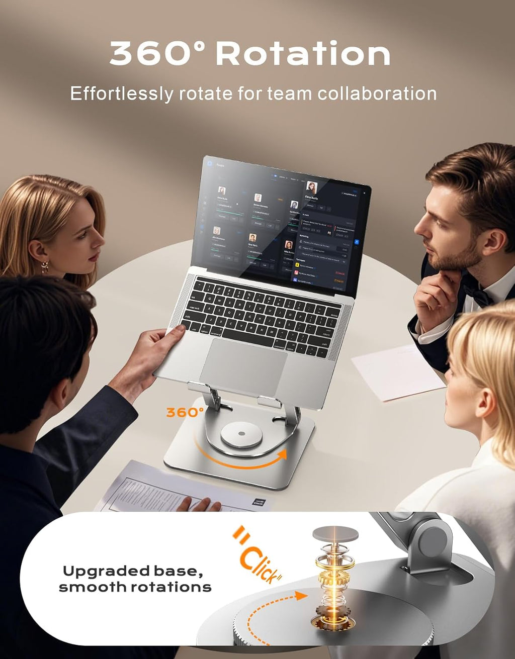 Soporte para Laptop para Escritorio Rotación Flexible 360°, Elevador de Laptop Ergonómico Ajustable con Soporte de Doble Barra, Soporte Portátil para Laptop para MacBook Air Pro, Dell XPS, HP