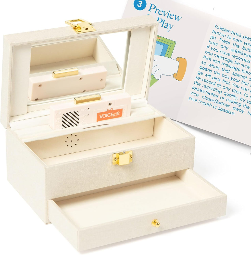 Caja de memoria, caja de memoria grabable con módulo de grabadora de voz extraíble, caja de recuerdo decorativa para fotos y joyas, graba y vuelve a grabar mensajes personales de 60 segundos