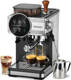 Máquina de café expreso con molinillo y espumador, 30 ajustes de molienda