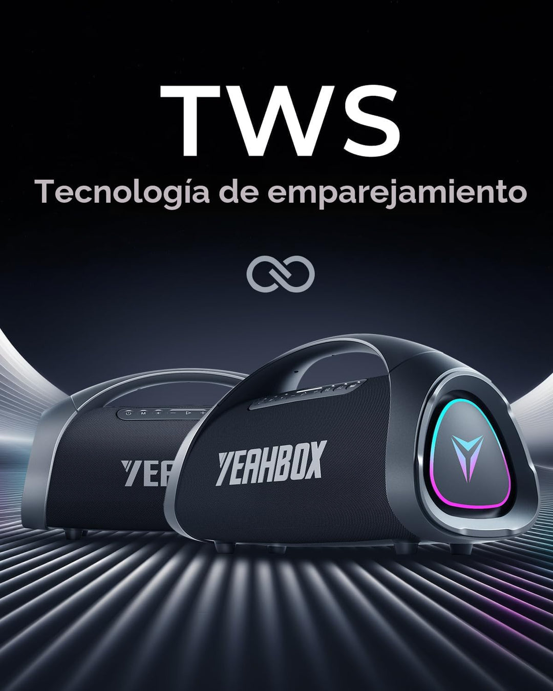 YEAHBOX Sonic Boom MAX 300W Max Altavoz Bluetooth Grande Portátil c...