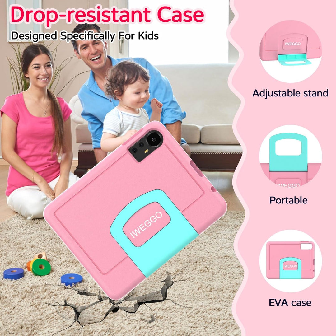 IWEGGO Tablet Android 15 para niños con estuche EVA, tablet de 10 p...