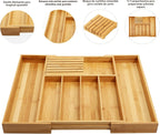 VaeFae Organizador de cajones de cubiertos de bambú, 7 ranuras, natural