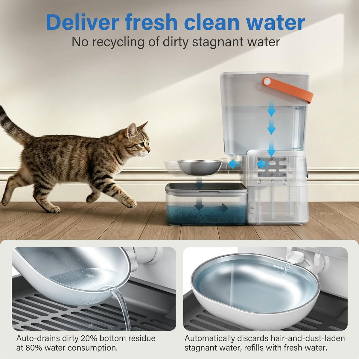 Dispensador de agua para mascotas, repuesto automático inalámbrico de 4.3L