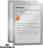 Durable Duraframe Plus - Soporte magnético para documentos en tamaño carta de 8.5 x 11 pulgadas, marco plateado, paquete de 2