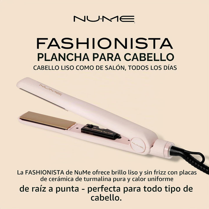 NuMe Fashionista - Plancha plana de turmalina de 1 pulgada, placas...