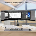 Mount-It! Soporte de escritorio para monitor ultraancho con poste, se adapta a pantallas de 17 a 49 pulgadas, brazo de resorte de gas ajustable en altura resistente, capacidad de 44 libras, movimiento