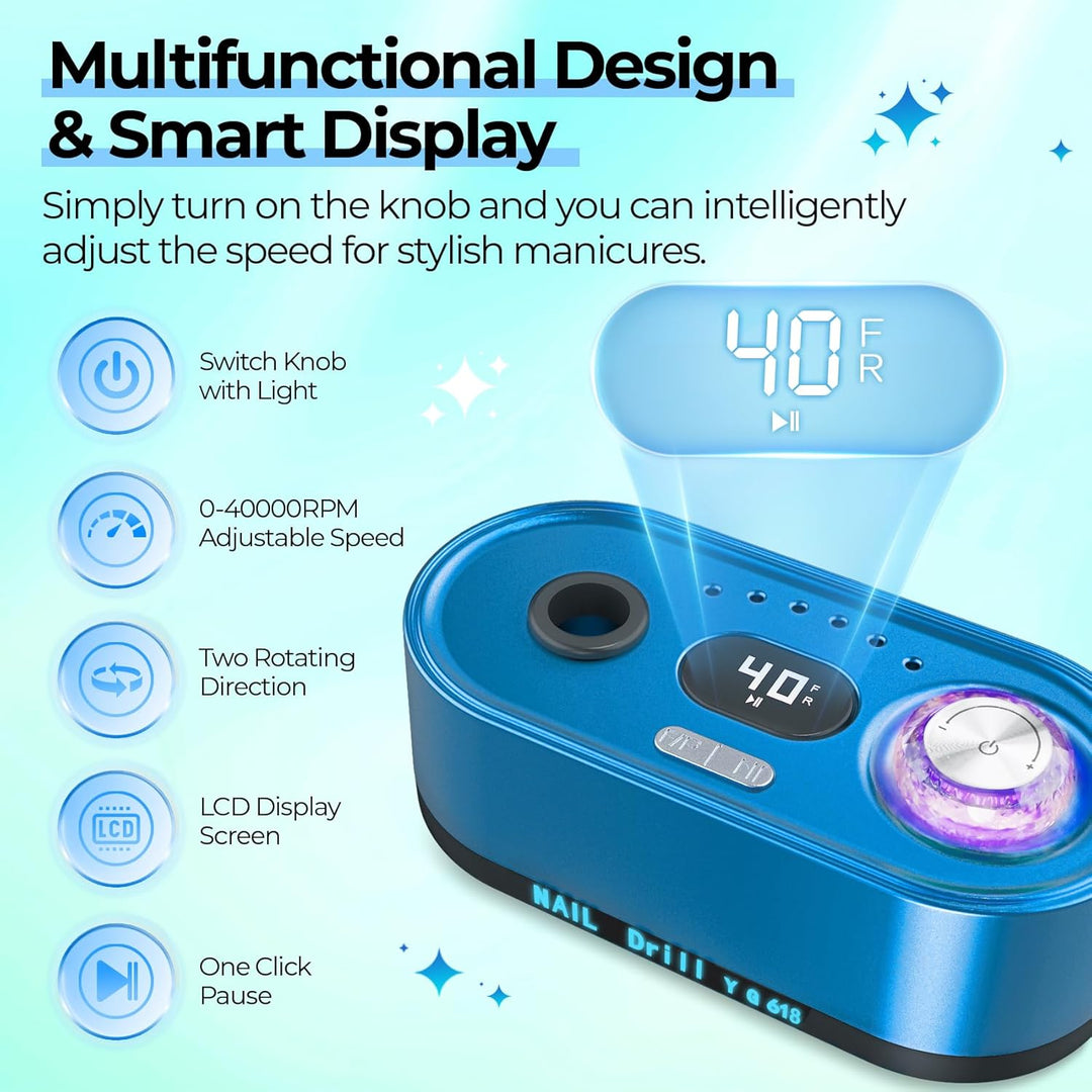 JOSGLOI Taladro Eléctrico para Uñas Profesional: Kit de Lima Eléctr...