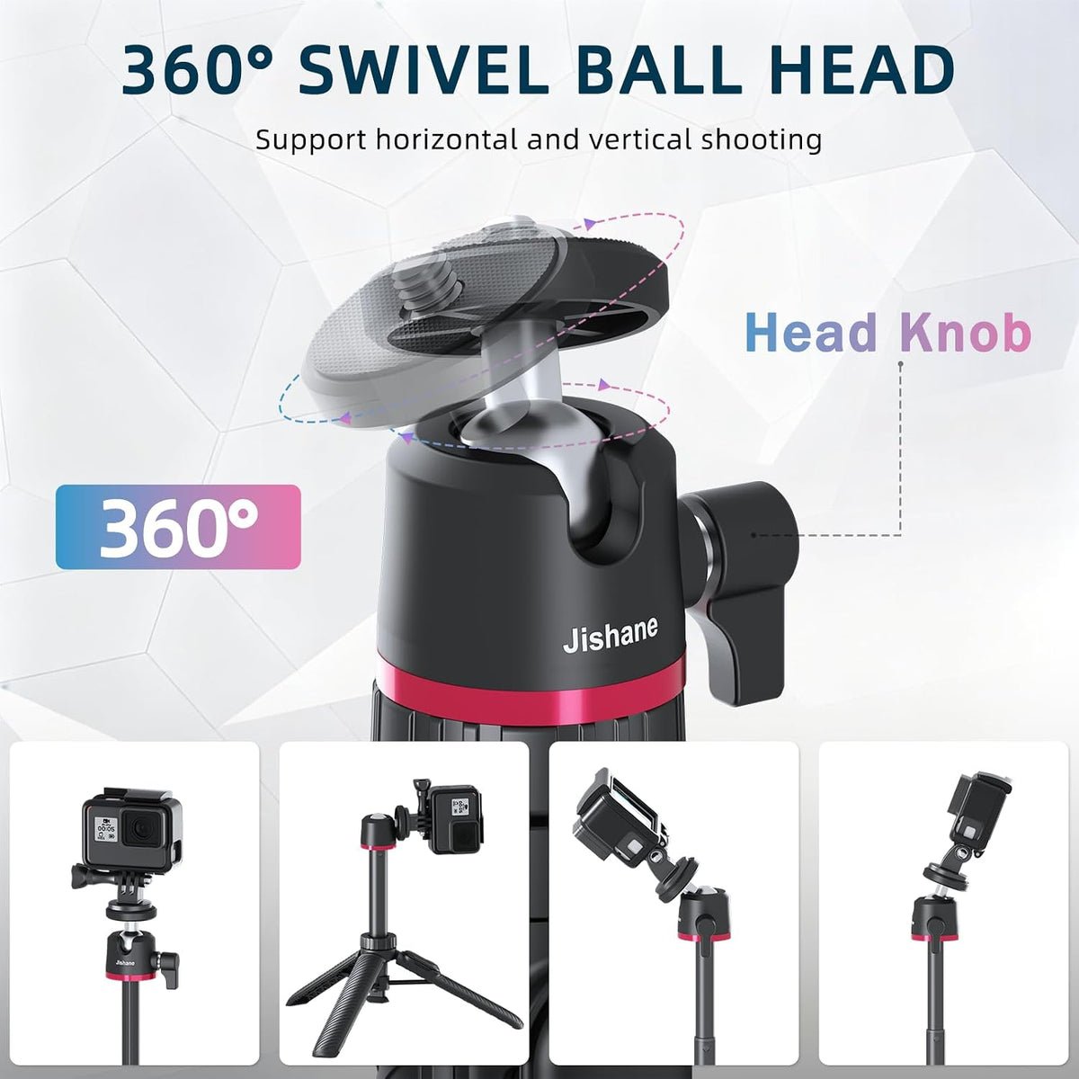 Auto-Open Mini 360 ° Bola Cabeza Selfie Stick Trípode para GoPro DJI Insta360