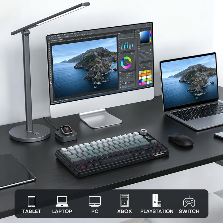 MOKURU Teclado mecánico inalámbrico, tres modos BT\/2.4G\/USB-C, co...