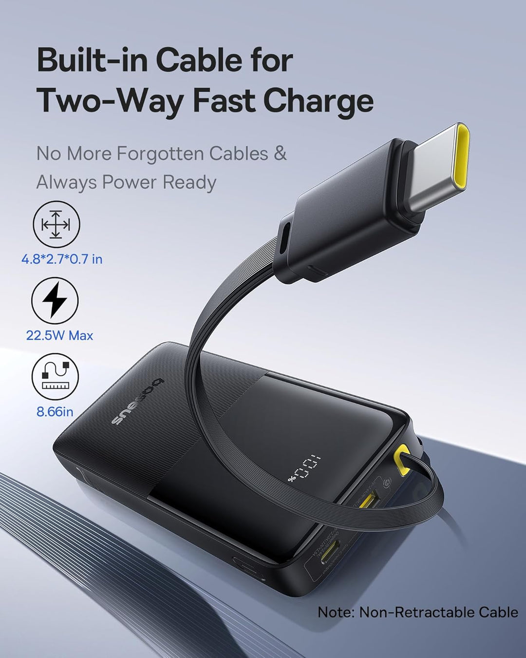 Baseus Portable Charger, 10000mAh Fast Charging Power Bank, 22.5W P...