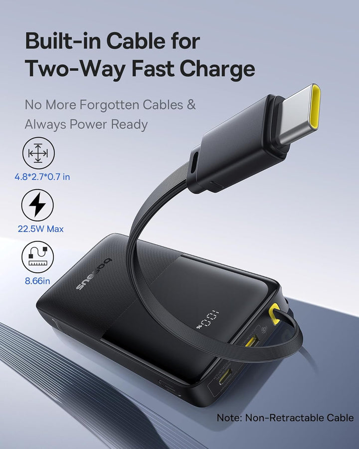 Baseus Portable Charger, 10000mAh Fast Charging Power Bank, 22.5W P...