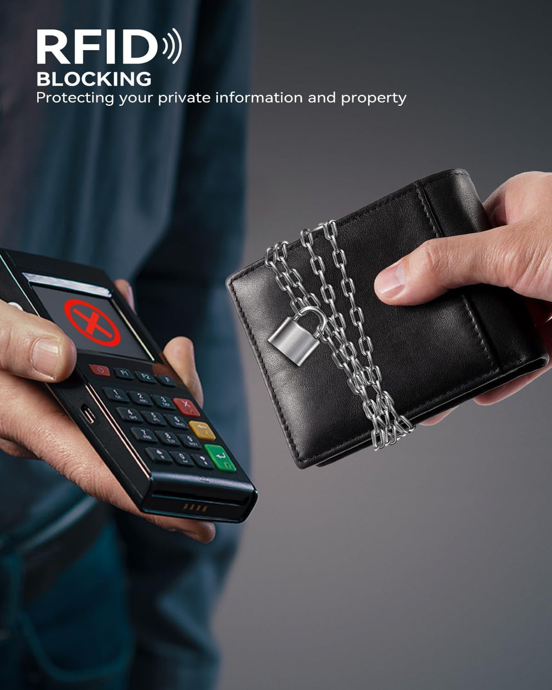 Swallowmall Cartera de cuero con bloqueo RFID para hombre, cartera...