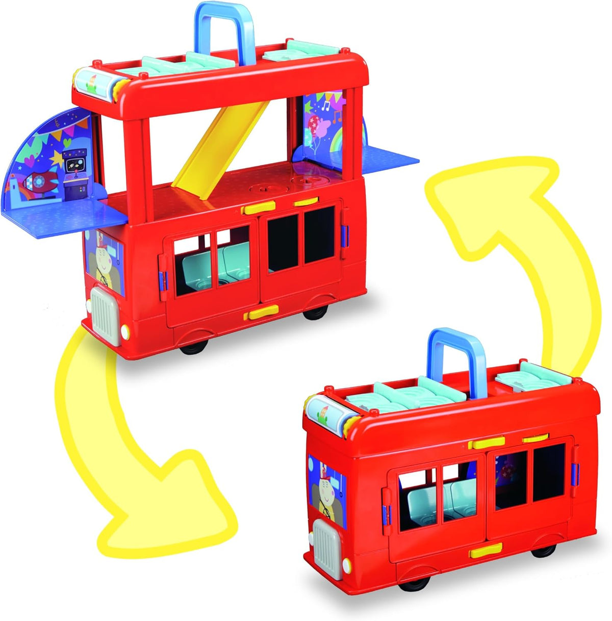Peppa Pig Juego de autobús de fiesta 2 en 1 con 3 figuras