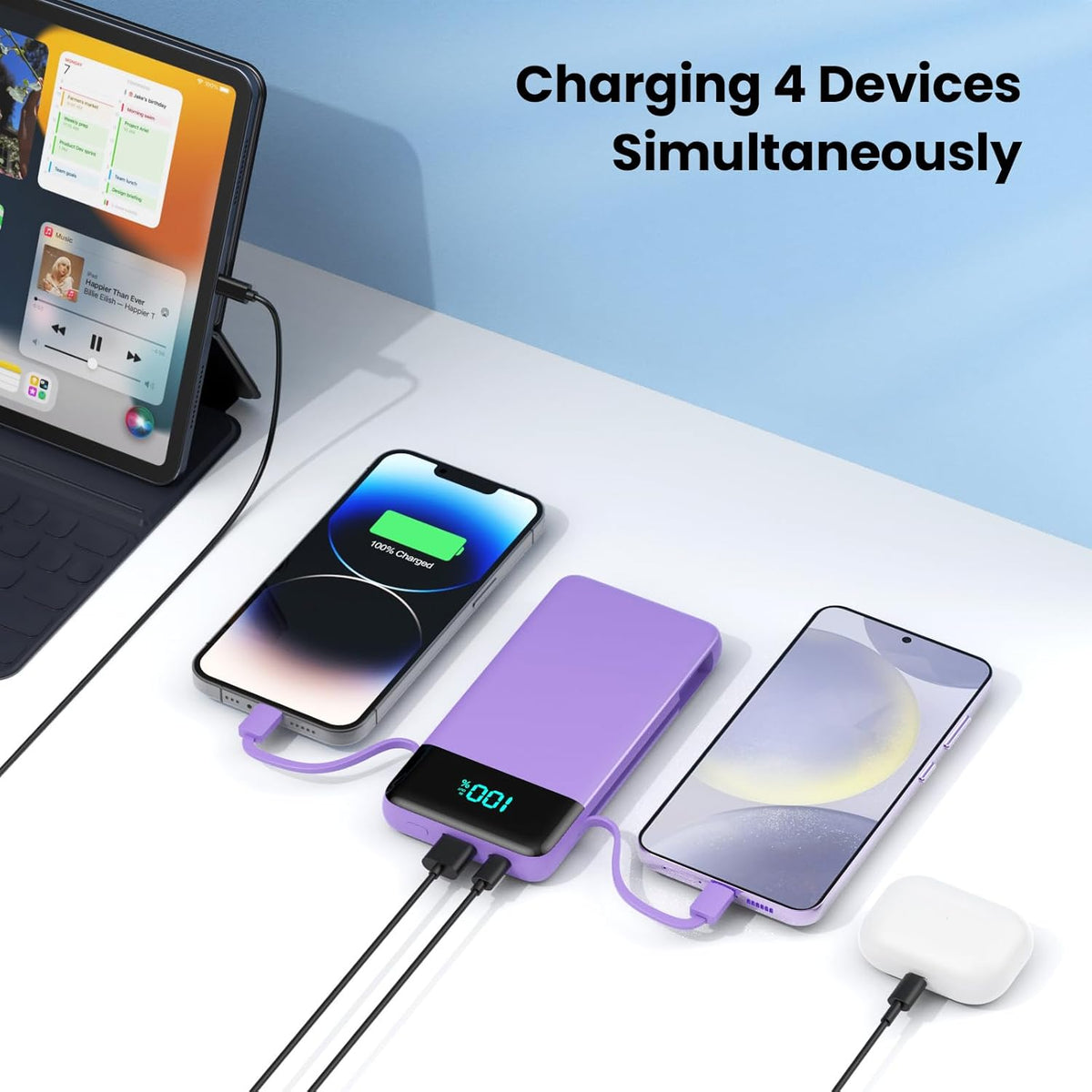 Cargador portátil para iPhone, 13800 mAh, banco de energía delgado...