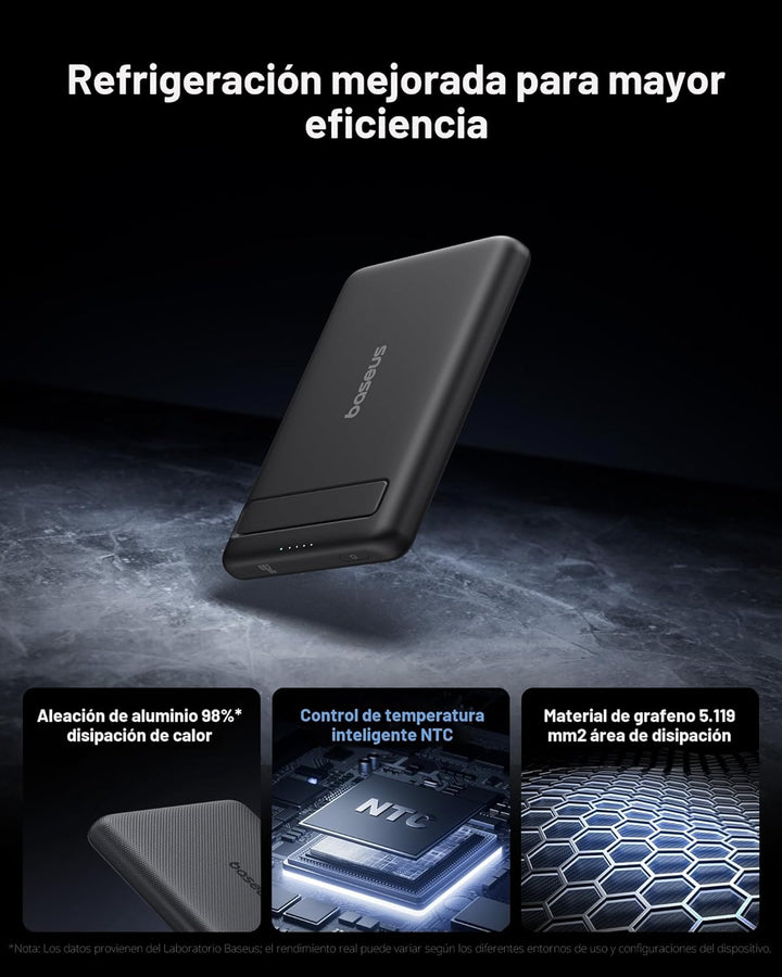 Baseus Picogo Banco de Energía, Cargador Portátil Certificado Qi2 d...