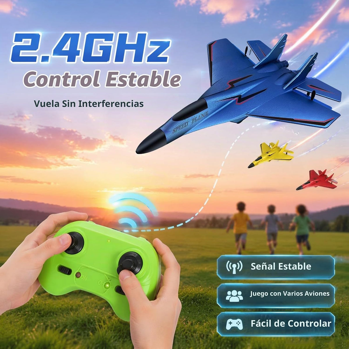 MAXBECK Avión inalámbrico de juguete con luces Su-35 Rc planeador de 2 canales 2.4 GHZ, aviones de control remoto de espuma al aire libre para aviones Hobby Rc