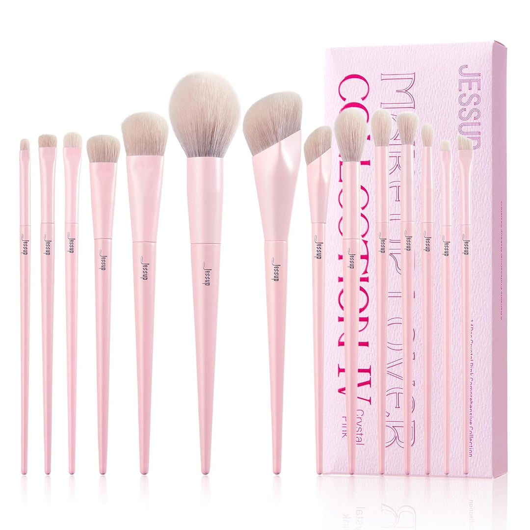 Jessup Juego de Brochas de Maquillaje Rosadas de 14 Piezas, Brochas...