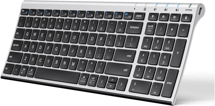 iClever BK10 - Teclado Bluetooth, inalámbrico, recargable, ultra de...