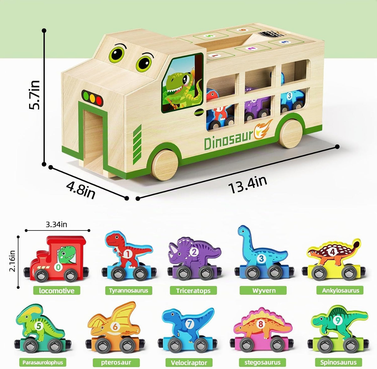 Magnetic Wooden Dinosaur Train Set Montessori Toys para 2-5 Years