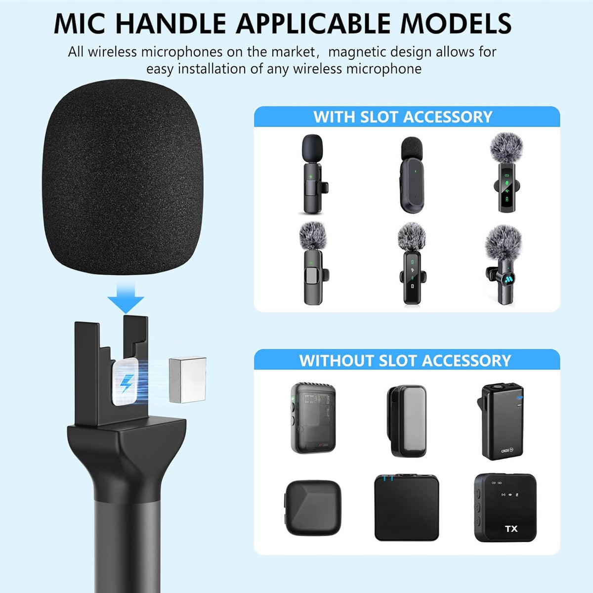 Adaptador manual para micrófono de entrevista, 2 paquetes de soport...