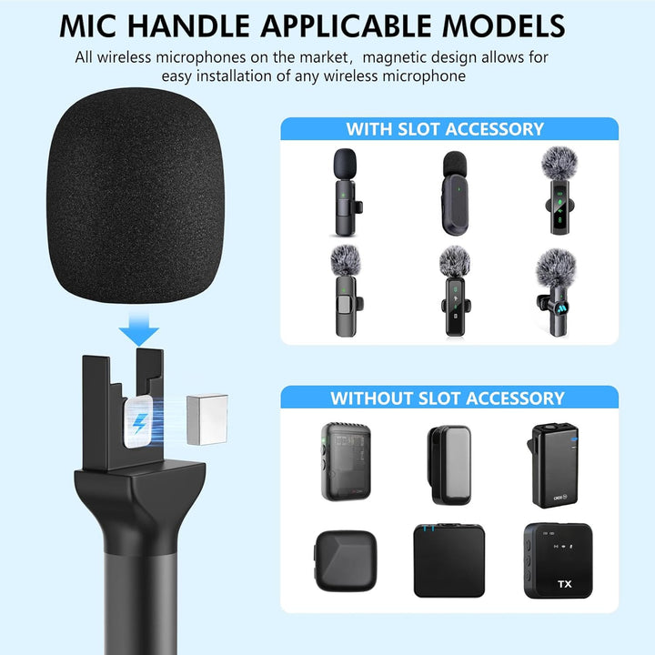 Adaptador manual para micrófono de entrevista, 2 paquetes de soport...