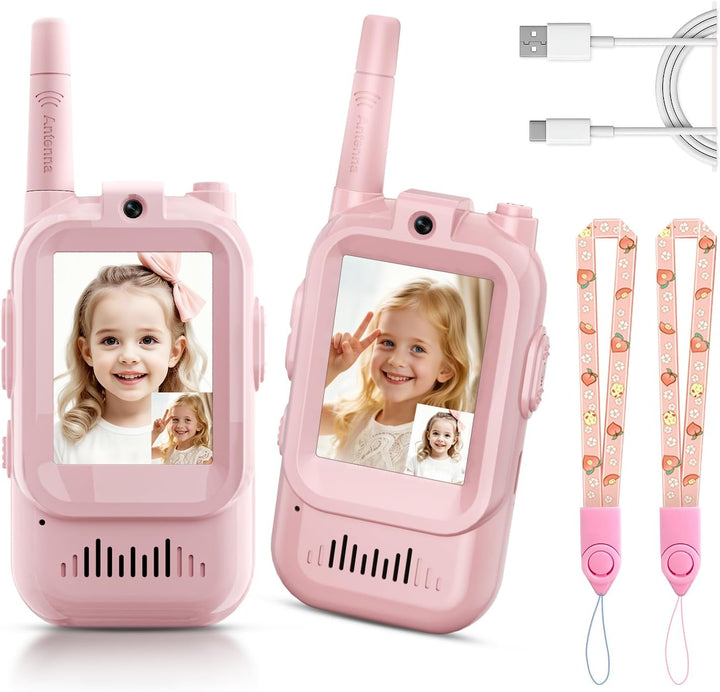 Walkie Talkies de video para niños, paquete de 2 intercomunicadores...