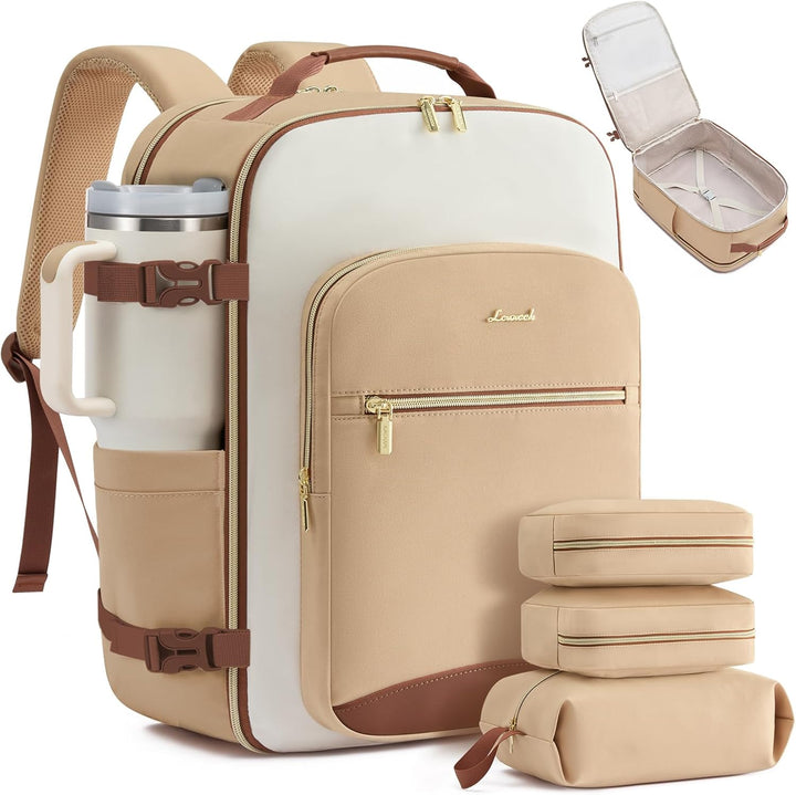LOVEVOOK Mochila de viaje de mano, Cálido Beige-crema-moca Marrón,...