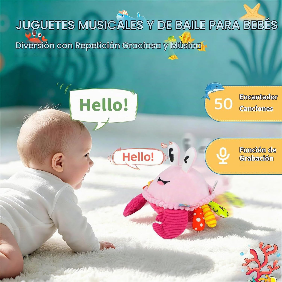Juguetes de bebé para regalos de niña de 1 año, juguete de peluche de