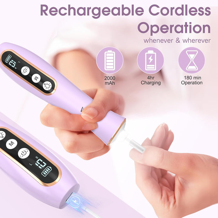 Kit profesional de manicura y pedicura con luz LED de 360° y 10 vel...