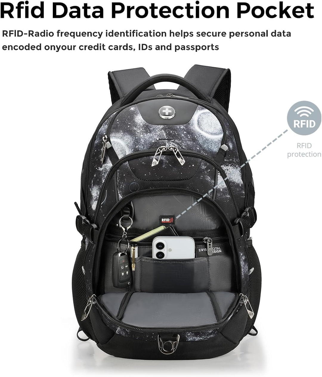 Mochila Swissdigital para laptop con puerto de carga USB, mochila d...