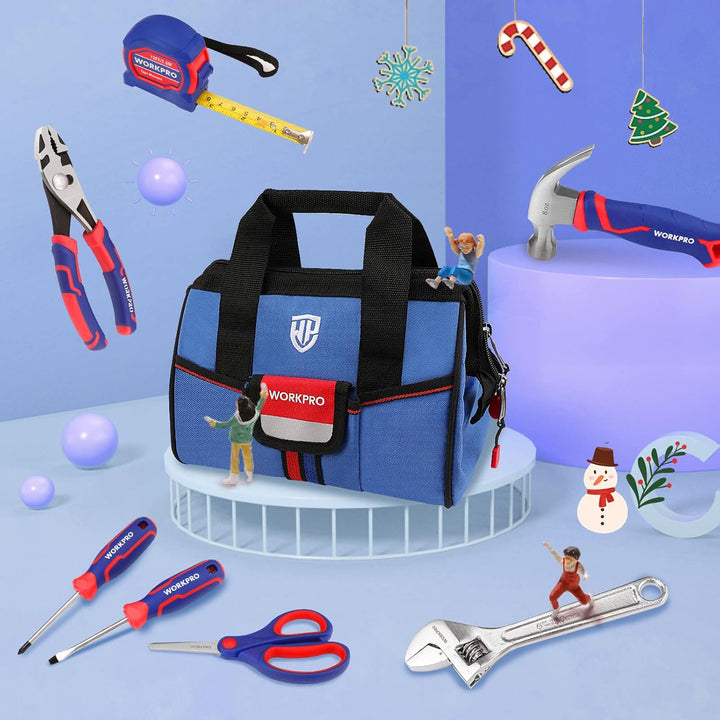 WORKPRO Juego de herramientas de mano para niños de 9 piezas, kit d...