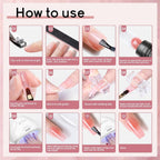 JEWHITENY Kit de uñas de gel de extensión de polímero de 14 colores con lámpara U V, a04