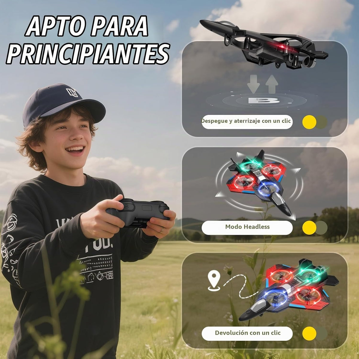 4DRC Aviones RC con control remoto para niños, aviones de control remoto de espuma para niños, adultos principiantes, helicópteros de combate a control remoto para niños y adultos, giro de 360° fácil
