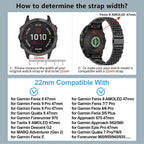 Correa de metal de 22 mm para Garmin Fenix 9/8 47mm/7/6/5/Approach S70, Hombres