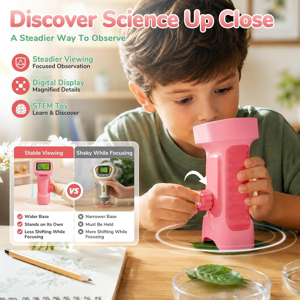 Microscopio digital de mano 1000X para niños con pantalla IPS de 2,4"