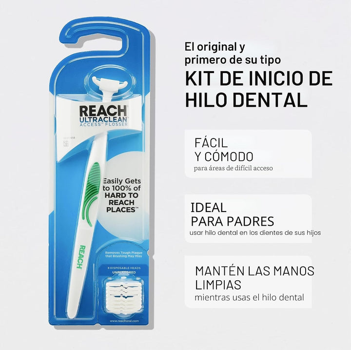 REACH Ultraclean Access - Kit de iniciación de hilo dental, sin sab...