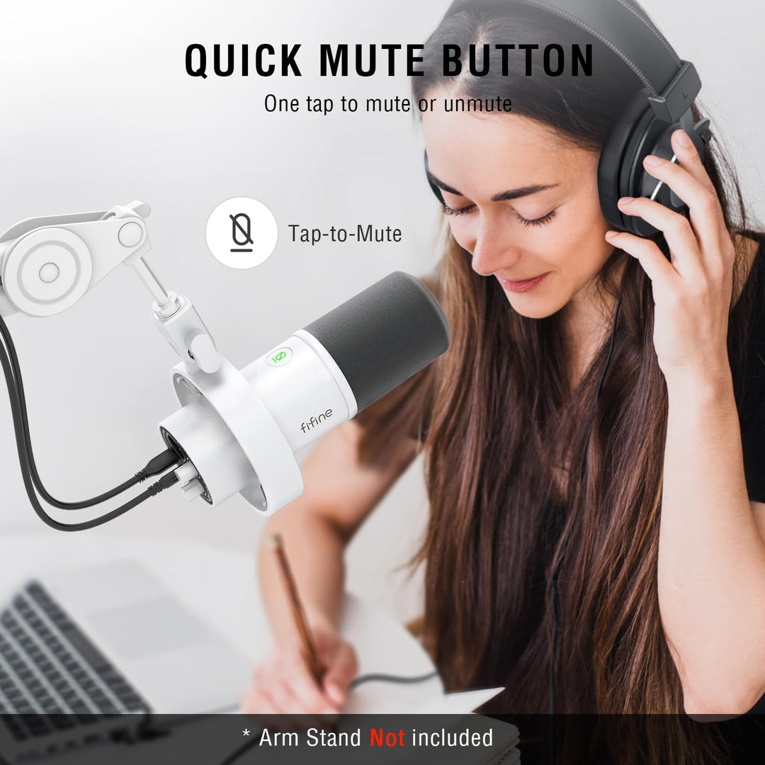 FIFINE Micrófono dinámico de estudio XLR, micrófono USB para PC y p...