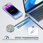 DIGIERA SSD portátil magnético de 1 TB, USB-C 3.2 Gen 2 x 2 unidades de estado sólido externas velocidades de hasta 2000 MB/s, compacto y duradero, compatible con iPhone 15/16/17 Series y otros dispositivos USB-C, color plateado diamante