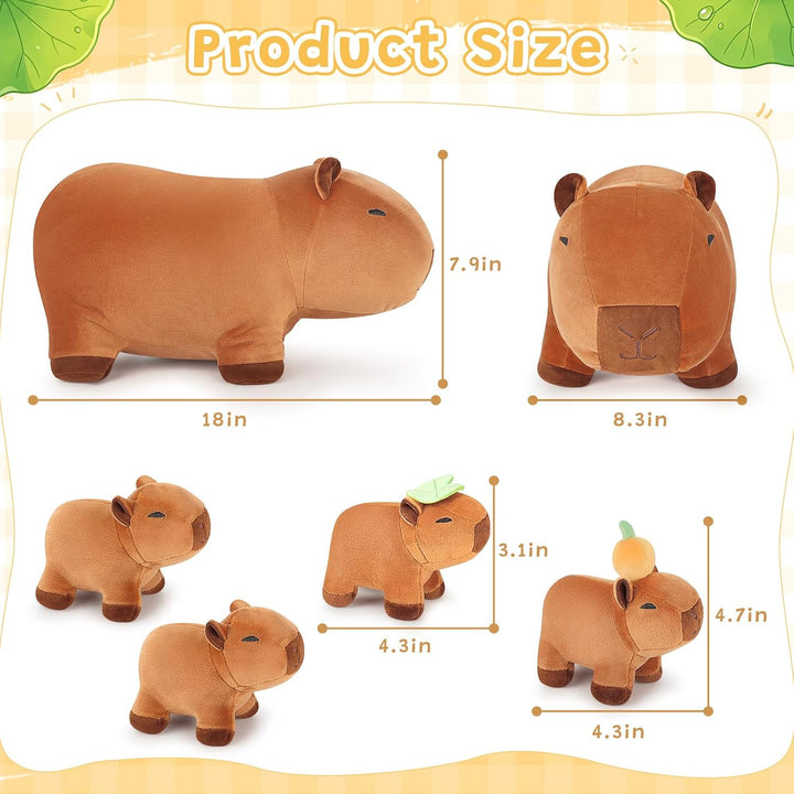 Achwishap Juego familiar de 5 piezas de peluche Capybara con mamá y...
