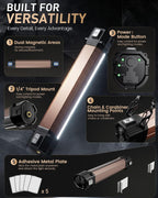 Paquete de 2 barras de luz LED magnéticas recargables para acampar