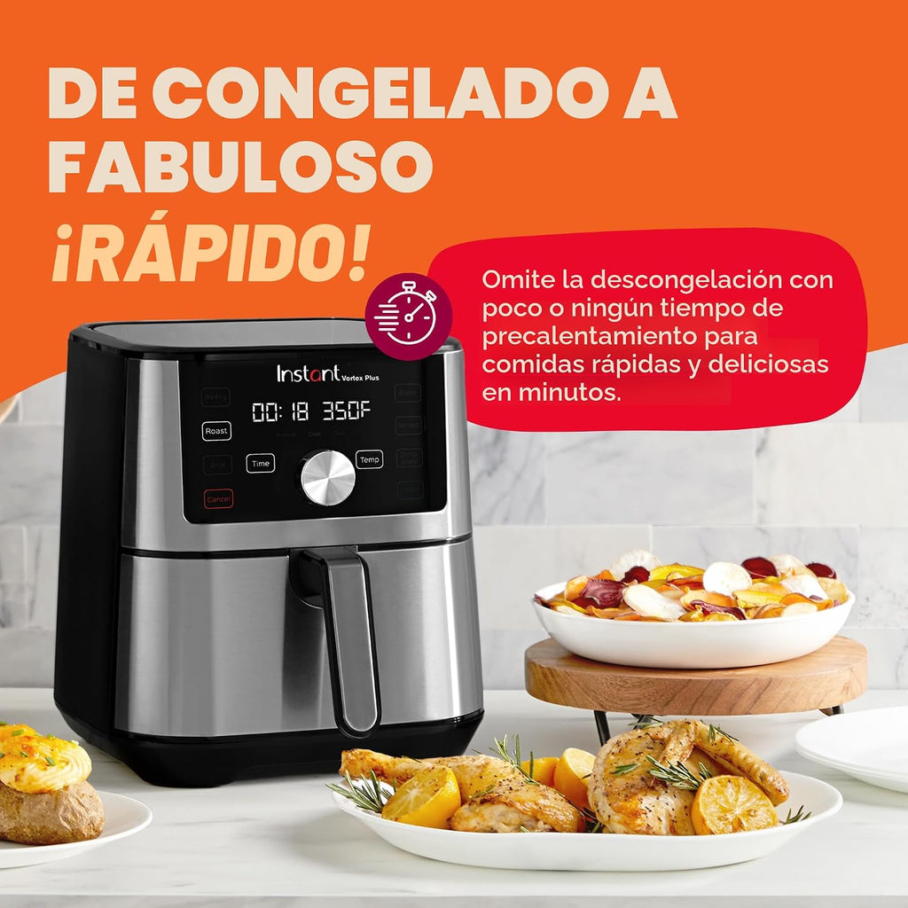 Instant Pot VORTEX Plus 6QT XL Freidora de aire, freidora de aire 6 en 1, acero inoxidable