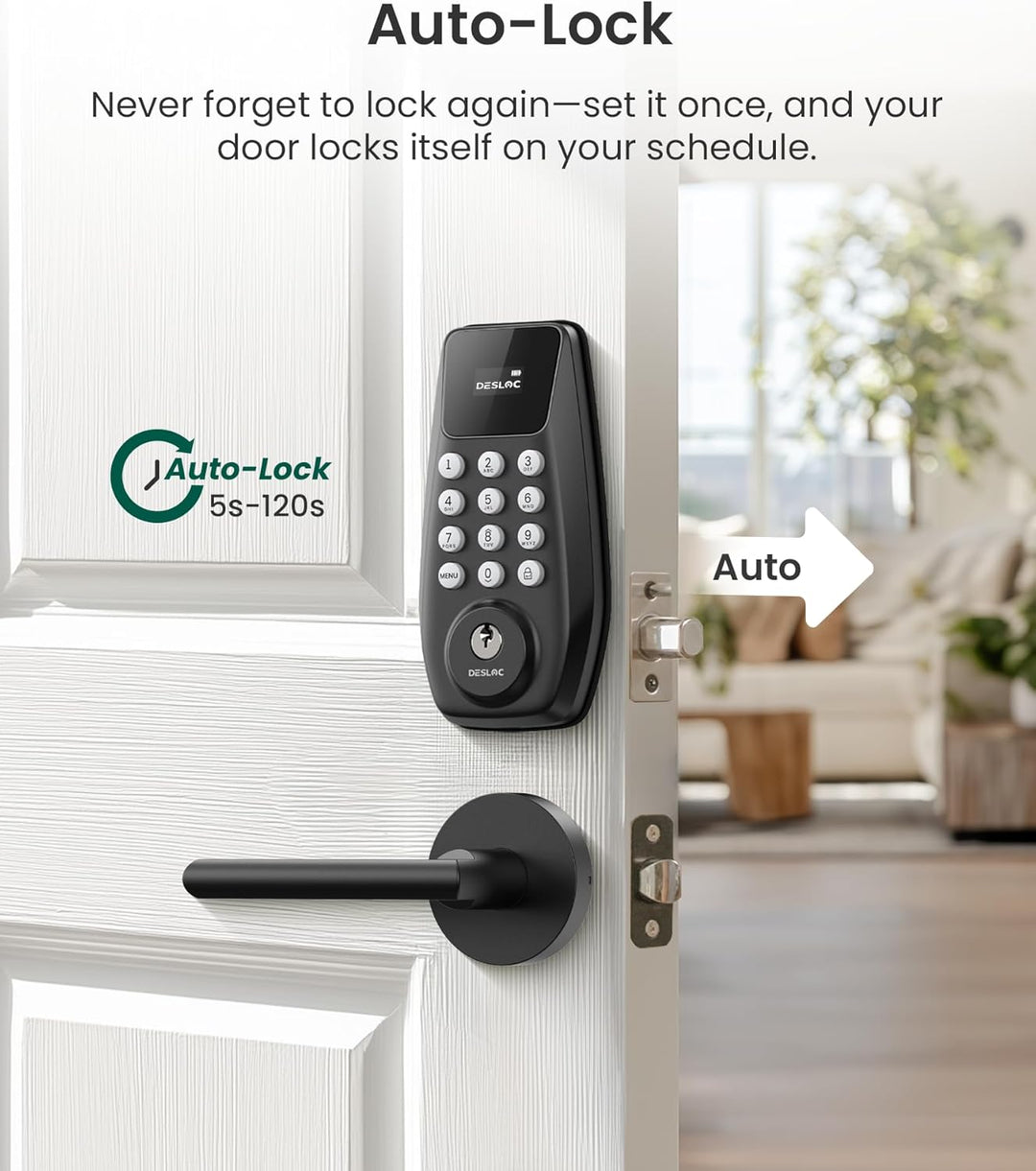 DESLOC C100 - Cerradura de puerta de entrada sin llave con 2 manija...